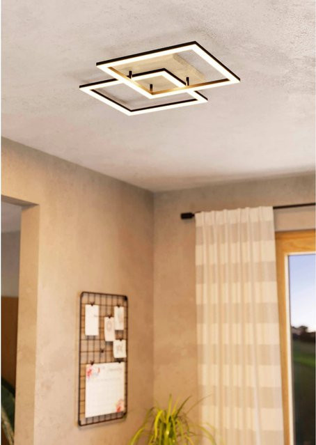 Eglo LED-Deckenleuchte Lomaltas-Z 4-flammig in Schwarz und Braun, eckiges Design mit Eichenfurnier und Metall - Bild 1