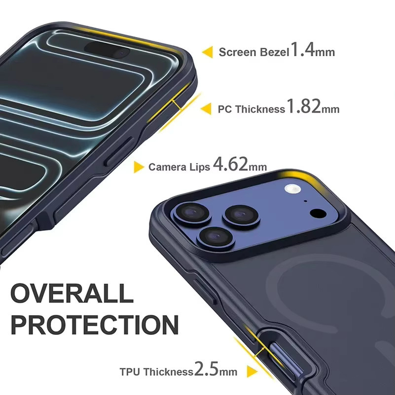 Ott Armor Box Militär-Schutzhülle mit MagSafe für iPhone 17 Pro Max, 16 Plus, 15, 14, 13, 12 aus PC und TPU in Blau - Bild 3