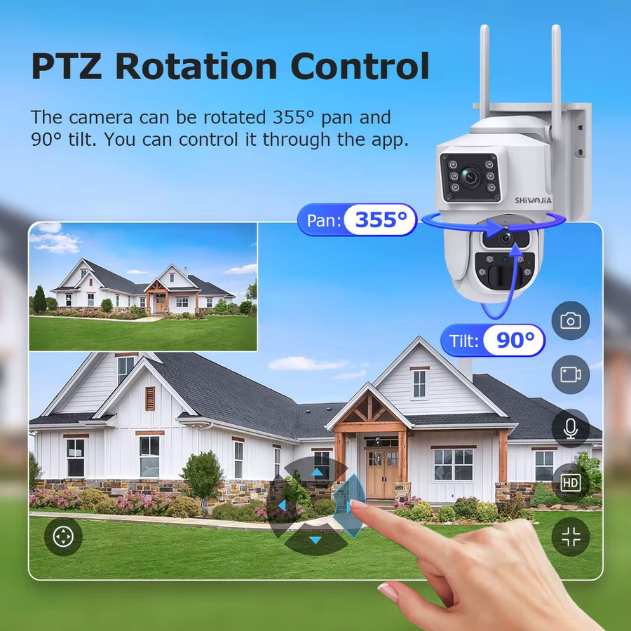 SHIWOJIA 12MP Dual-Objektiv KI-Solarkamera mit 4G SIM, 360° PTZ Außen-Sicherheitskamera mit automatischer Verfolgung und 24/7 AOV Aufnahme via UBox Pro - Bild 4