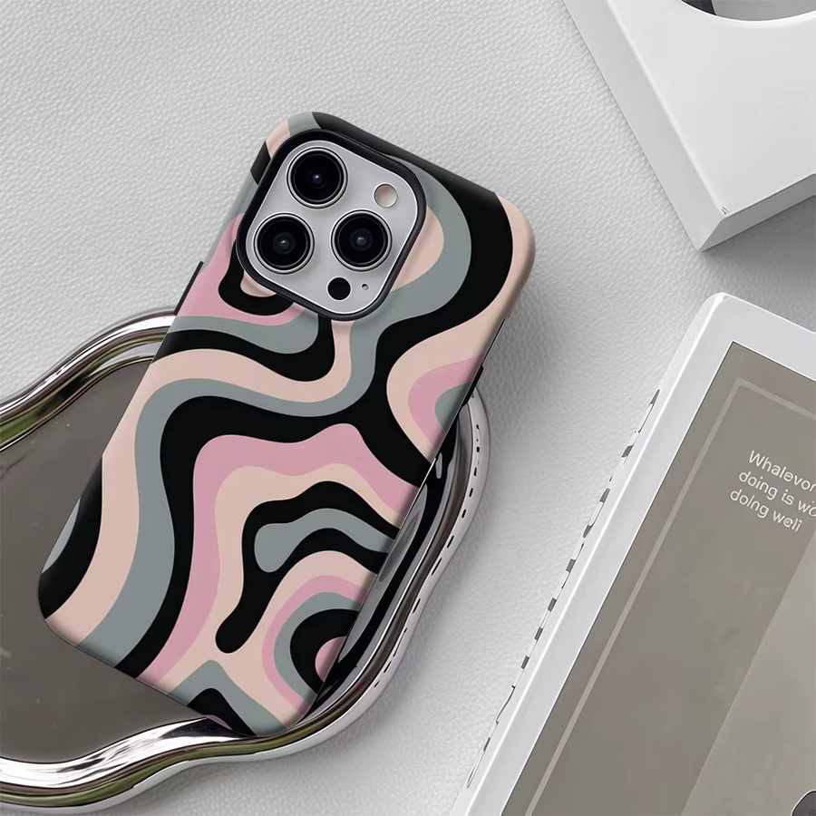 Potdemiel Blush Swirl Handyhülle für iPhone 17 16 15 14 13 Pro Max Plus, magnetische robuste Einzel- und Doppelschicht-Hülle, Multicolour - Bild 5