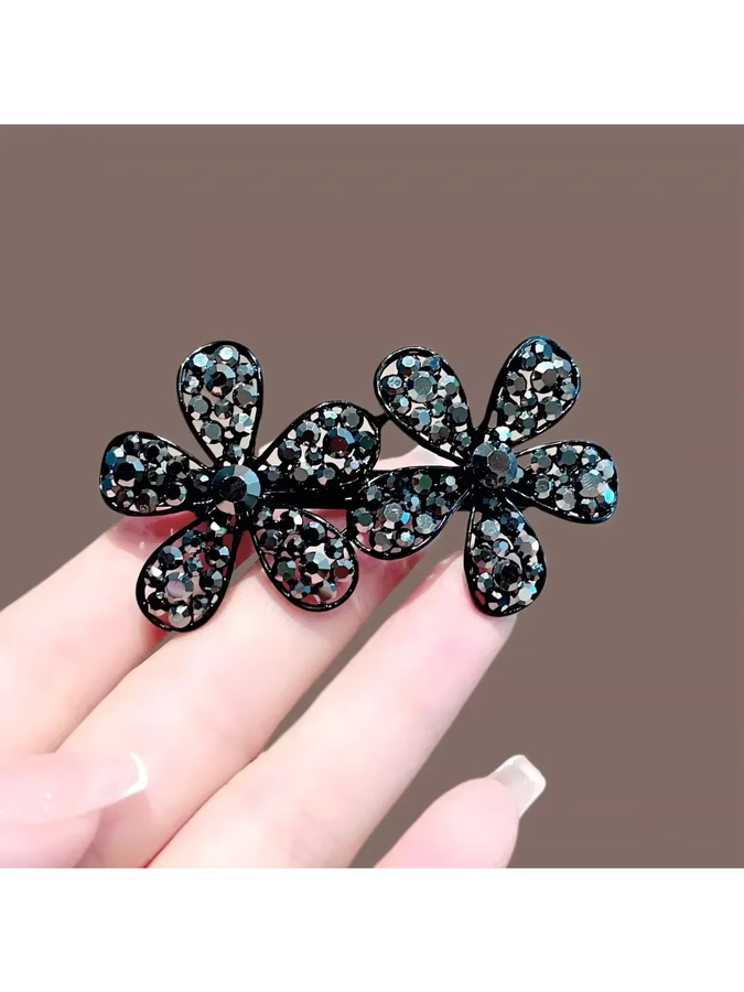 HIYAYZ Haar Clip, Schwarz, Strass Blume, Damen - Bild 3