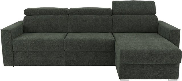Vente-unique Schlafsofa Vizir in Grün, L-Form, Stoff, Breite: 282 cm - Bild 1