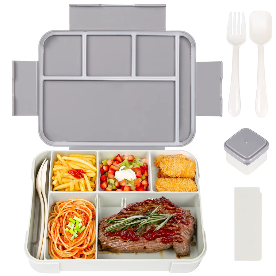 YOCITY Bento Box für Kinder mit Unterteilung, auslaufsicher und mikrowellengeeignet, Grau - Bild 3