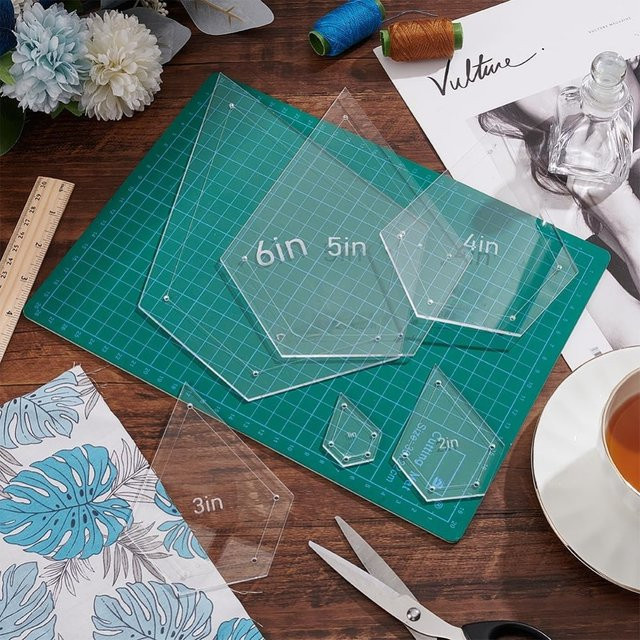 6-teiliges Diamant-Quilt-Schablonen-Set aus transparentem Acryl für Patchwork und Maschinenquilten, Größen 1-6 Zoll - Bild 1