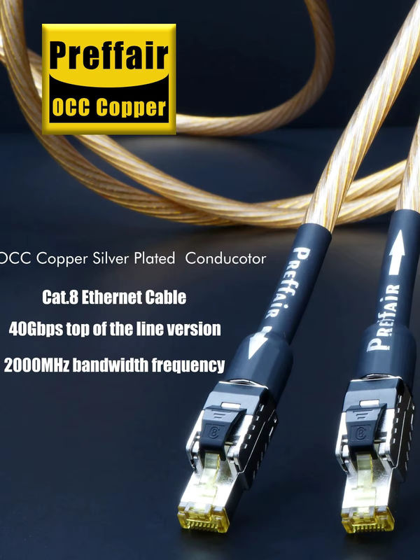 Preffair Cat8 Ethernet LAN Kabel mit RJ45-Schnittstelle in Sterlingsilber und Gold - Bild 6