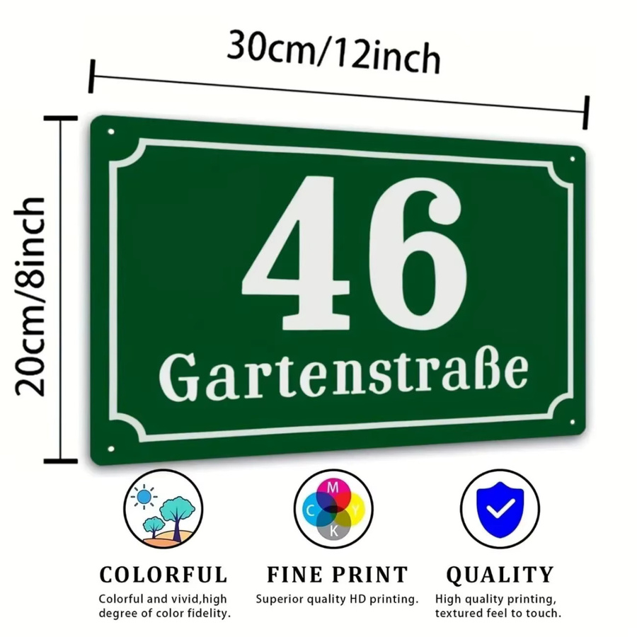 Personalisierte Retro-Hausnummer von CIFBUY als wasserdichte Metall-Plakette in Rot oder Grün für die Wanddekoration im Innen- und Außenbereich - Bild 2
