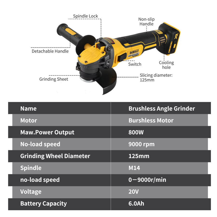 DeWalt Winkelschleifer DCG409, 20 V bürstenloser Akku-Schleifer, Gelb, 125 mm - Bild 3