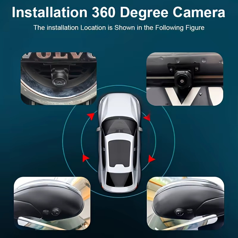 Bileeko 360-Grad-Panorama-Auto-Rückfahrkamera mit AHD 1080P Full HD Nachtsicht und Vollfarb-Rundumansicht in Schwarz für Android-Radios - Bild 4