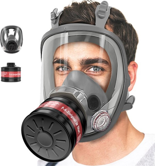 YAKSHA Vollgesichts-Gasmaske mit 40 mm Aktivkohlefilter in Schwarz - Bild 1
