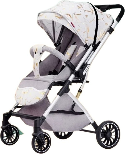 LUVCHAIN Reise-Kinderwagen mit vier Rädern, zweiseitig nutzbar, leicht und hochsichtbar, in Silber und Weiß - Bild 1