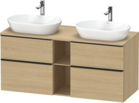 Duravit Waschtischunterschrank D-Neo Wandhängend in Weiß und Beige mit Schubladen und offenen Regalfächern, B/T/H: 140 x 55 x 66,4 cm - Bild 1