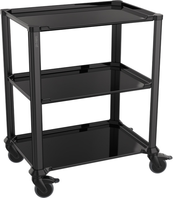 QUATRO Multifunktionswagen mit 3 Ebenen in Schwarz, höhenverstellbar mit Rollen, B/T/H: 76 x 53 x 90 cm - Bild 1