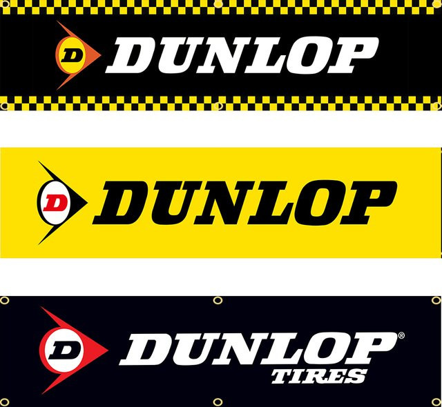 Dunlops Tyres Banner Flag aus Polyester für Garage oder Outdoor, Mehrfarbig, B: 60 cm, H: 240 cm - Bild 1