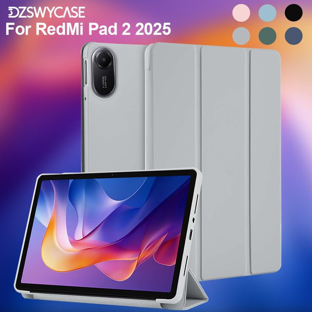 Xiaomi Silikonhülle für Redmi Pad 2 2025, 11 Zoll, Schutzhülle mit Standfunktion und automatischer Schlaf- und Wachfunktion, Schwarz - Bild 1
