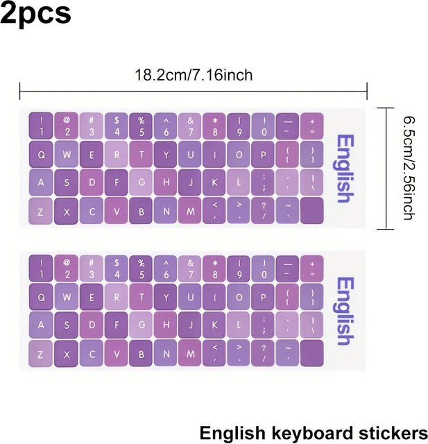 Ambiel Charm Tastaturaufkleber Zweisprachig Englisch-Russisch in Lila und Rosa mit kyrillischen Tastenkappen und transparenten Klebepads in Grau - Bild 1
