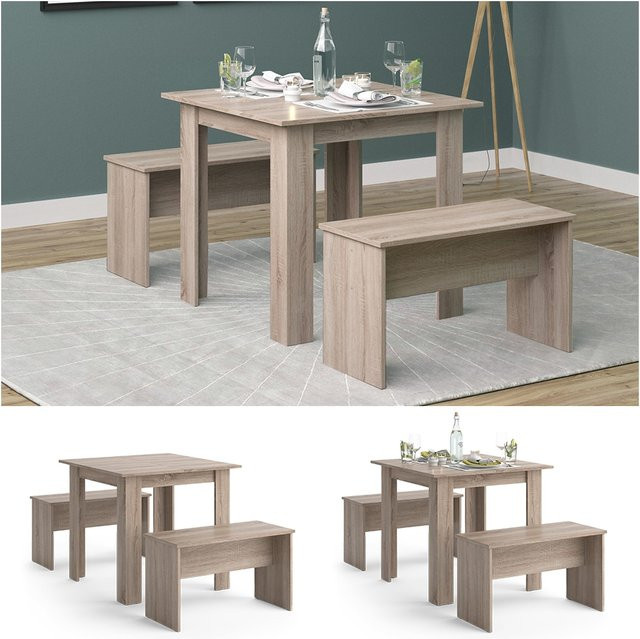 Vicco Tischgruppe Sentio Esszimmer bestehend aus Esstisch und Sitzbank in Sonoma Braun, Breite: 80 cm - Bild 1