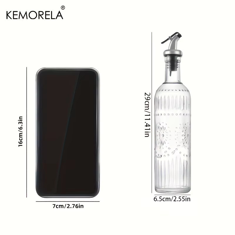KEMORELA Ölspenderflasche aus Glas mit geometrischem Muster in Transparent, auslaufsicher und maschinenwaschbar - Bild 3