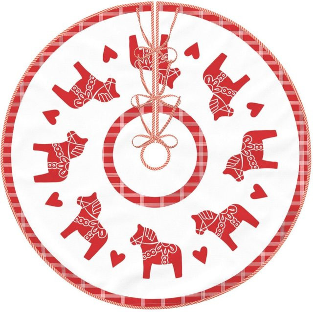 VIKAMA Weihnachtsbaum-Rock mit Dala-Pferd im schwedischen Design für deine Heimdekoration - Bild 1