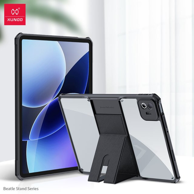 Xundd Schutzhülle für Xiaomi Pad 8 und Pad 8 Pro 11,2 Zoll, stoßfest mit Airbag-Schutz und magnetischer Halterung, Schwarz/Transparent - Bild 1