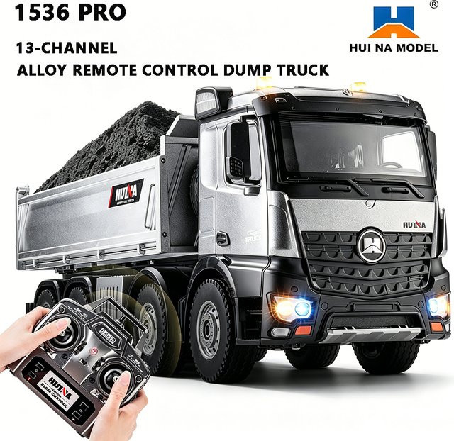 HUINA 1536 Pro Muldenkipper, ferngesteuert, 1:14, Metall, Grau - Bild 1