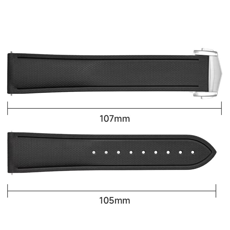 CAOWTAN Uhrenarmband, FKM-Gummi, Schwarz, Unisex, 20mm 21mm 22mm - Bild 3