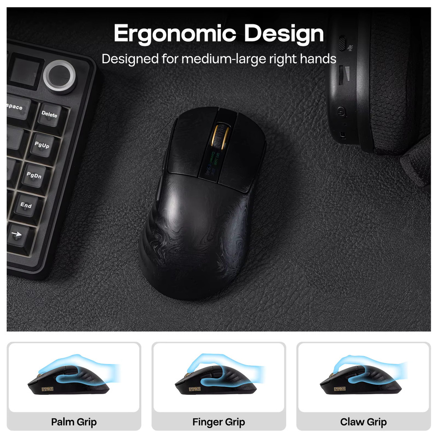 EPOMAKER Carbonis Gaming-Maus Tri-Mode kabellos aus Kohlefaser-Verbundwerkstoff mit PAW3950 Sensor und smartem LCD-Bildschirm in Schwarz und Lila - Bild 3