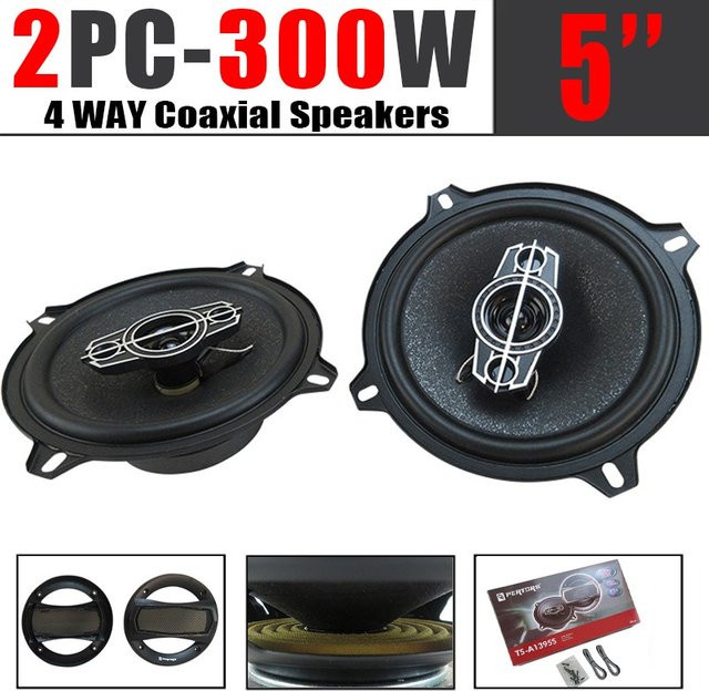 Q-PERTORS 4-Wege Auto HiFi Koaxial Lautsprecher Set, 300 W, 5 Zoll, Schwarz - Bild 1