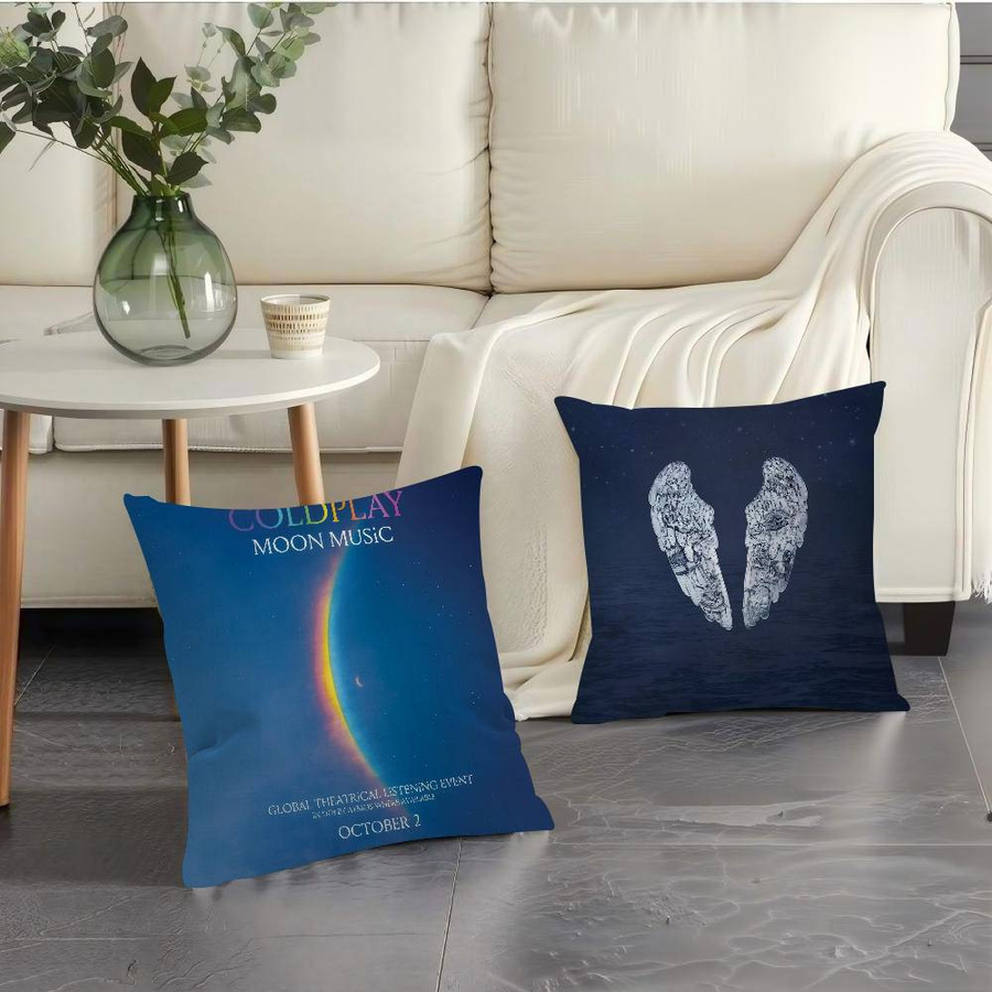 Kissenbezug mit Coldplay Mond und Ahorn Design in Peach Skin, B/T/H: 18 x 18 x 18 cm - Bild 2