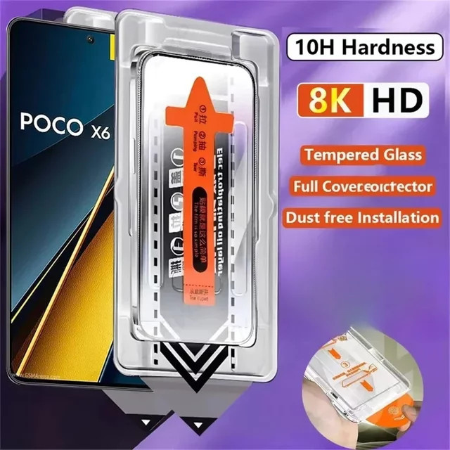 Gehärteter Displayschutz 9H Ultra HD für Xiaomi Poco X7 X6 Pro 5G X3 C65 M6 F6 F5 F3 X5 X4 M4 M3 transparent - Bild 1