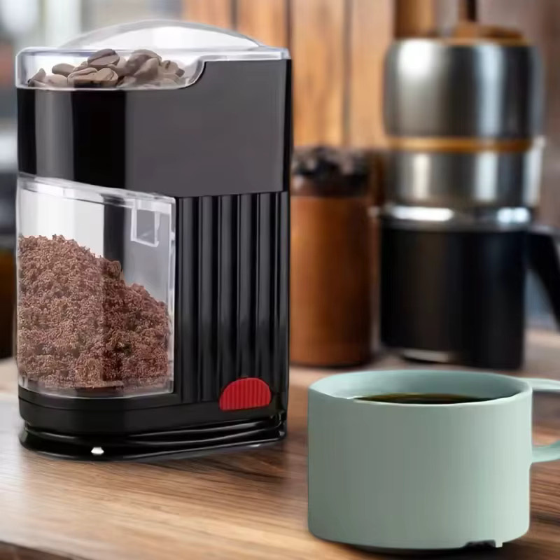 Enerburg Elektrische Edelstahl-Kaffeemühle in Schwarz und Silber mit einstellbarem Mahlgrad für Bohnen, Kräuter, Erdnüsse und Getreide, 110V - Bild 3