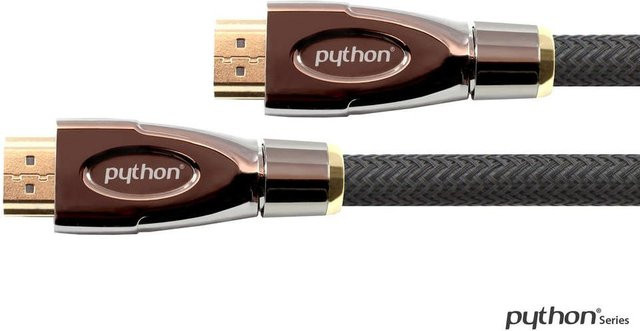 PYTHON High-Speed HDMI Kabel mit Ethernet 4K2K UHD, Aktiv mit Redmere Chipsatz, vergoldete Kontakte, Nylongeflecht, Schwarz, Länge: 10 m - Bild 1