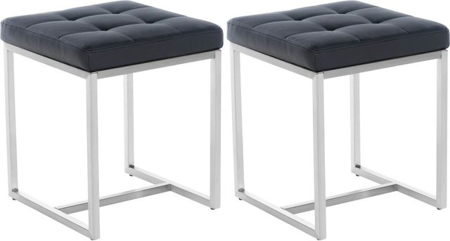 DELUKE 2er Set Sitzhocker VELAN aus Kunstleder in Schwarz, H x B x T: 48 x 40 x 40 cm - Bild 1