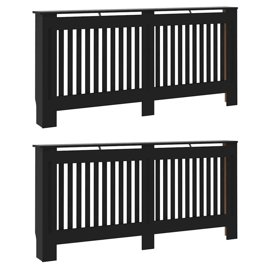 vidaXL Heizkörperabdeckung 2er-Set Schwarz mit vertikalem Latten-Design, B/T/H: 172 x 19 x 81,5 cm - Bild 2
