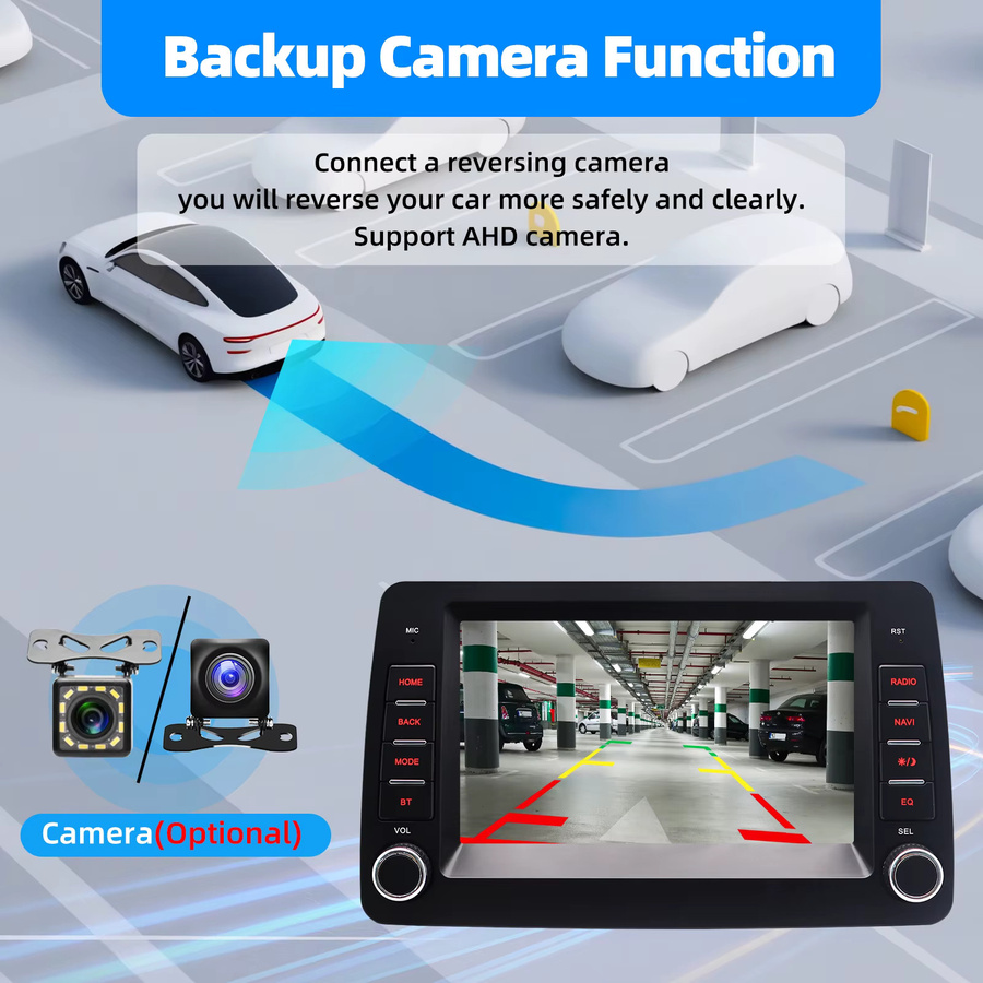ESSGOO Android 15 Multimedia Autoradio mit CarPlay und DAB+ für Fiat Panda 2003 bis 2012, 4 GB RAM + 64 GB Speicher, Schwarz, 7 Zoll Display - Bild 5