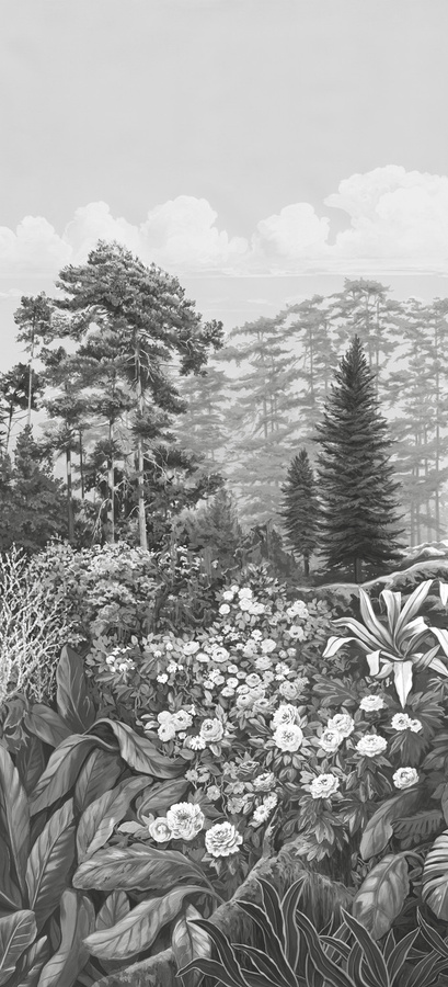 Isidore Leroy Mural Firone Grisaille Wandtattoo Floral in Grau aus Vlies - Bild 2