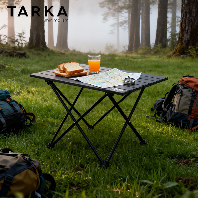 TARKA Ultraleichter Klappbarer Campingtisch aus Aluminium in Schwarz für Outdoor-Picknick und Grillen - Bild 1