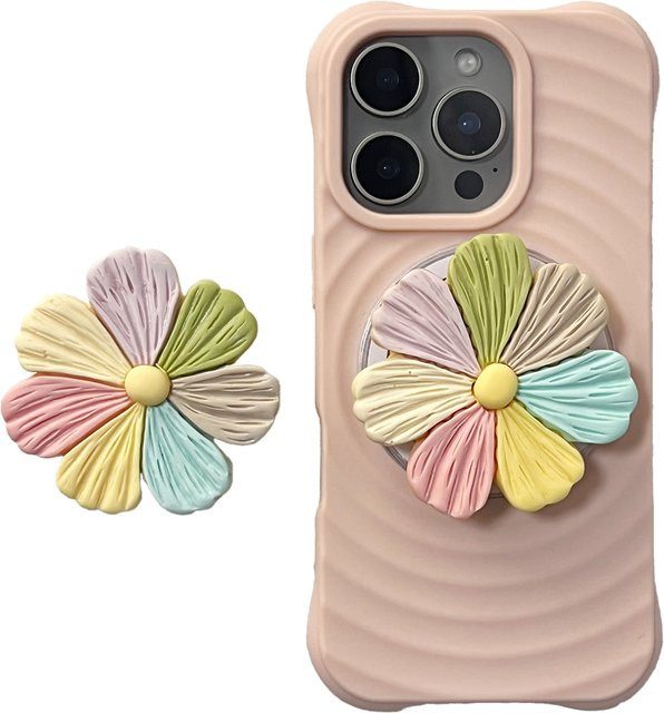 LS Koreanischer Griptok Handyhalter mit buntem Blumen-Design für iPhone 17 Pro Max und 16 Pro, Mehrfarbig - Bild 1