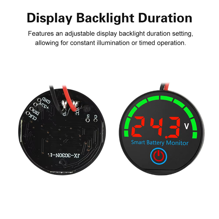 diymore Kreisförmige LED-Anzeige für DC 7–55 V als Spannungs- und Lademonitor für Säure- und Lithium-Batterien in Rot und Schwarz - Bild 4