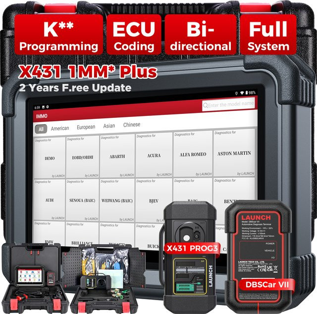Launch X431 IMMO Plus Schlüsselanhänger-Programmiergerät mit X431 PROG3 in Schwarz für bidirektionale ECU-Codierung und Systemdiagnosen - Bild 1
