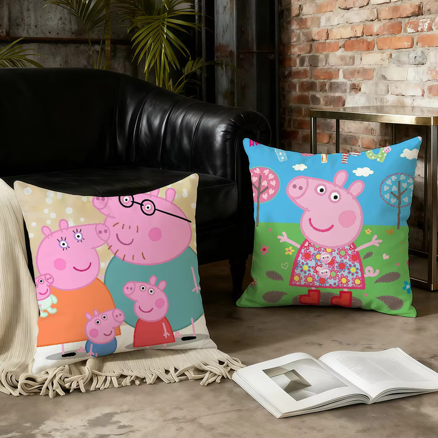Peppa Pig Kissenbezug von Hasbro, quadratisch, mehrfarbig, doppelseitig bedruckt mit Reißverschluss - Bild 3