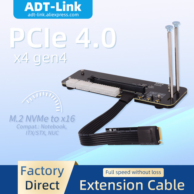 ADT-Link R43SG M.2 NVMe PCIe 3.0/4.0 x4 zu externe GPU Dockingstation für Laptop und ASUS ROG ALLY in Schwarz - Bild 1