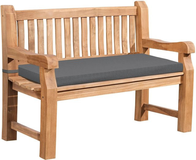 DELUKE Teakbank LUKAS aus Teakholz mit Sitzkissen in Dunkelgrau, B/T/H: 120 x 61 x 93 cm - Bild 1