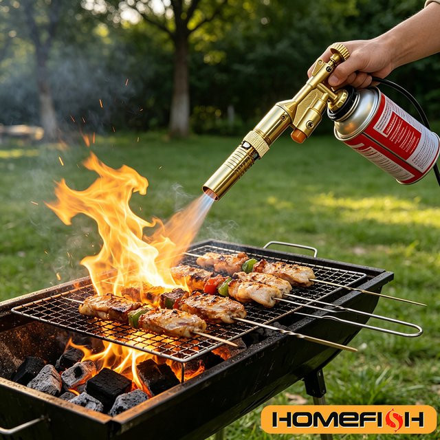 Tragbarer Butan-Lötbrenner in Gold für Outdoor-Camping, BBQ und Metallschweißen - Bild 1