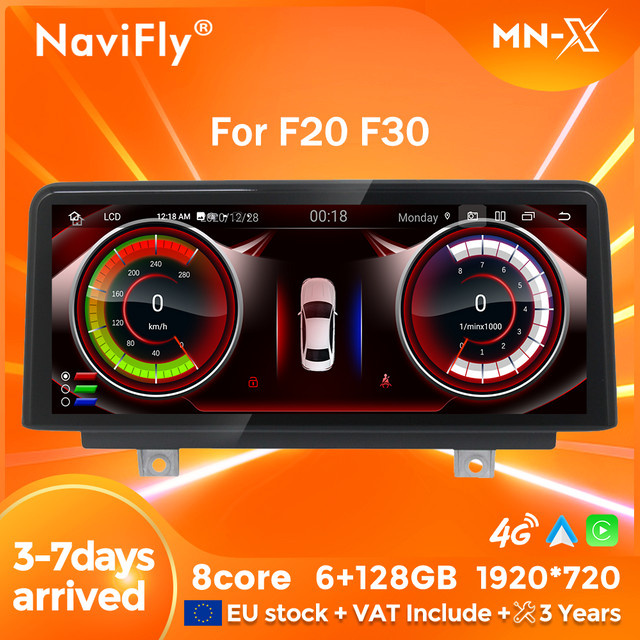 NaviFly Android 14 Multimedia Player mit CarPlay, GPS, 4G und WiFi für BMW 1/2 Serie und 3/4 Serie in Schwarz - Bild 1