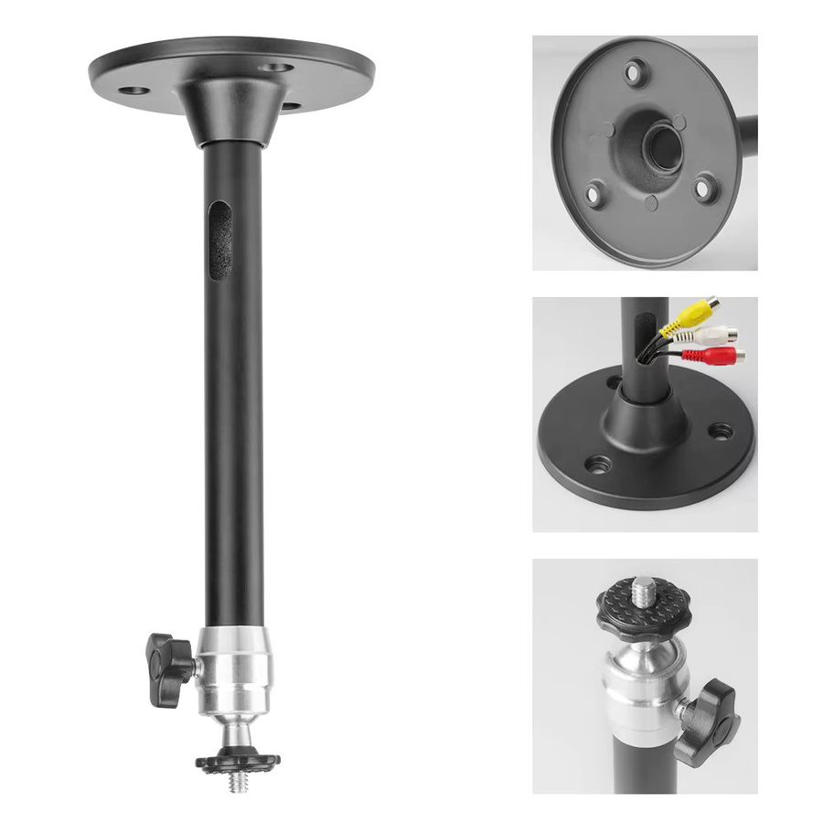 Thundeal verstellbare Metallhalterungen für Überwachungskameras mit 6 mm Gewinde und 1/4 Schraubenloch, Schwarz oder Weiß, 21 cm - Bild 4