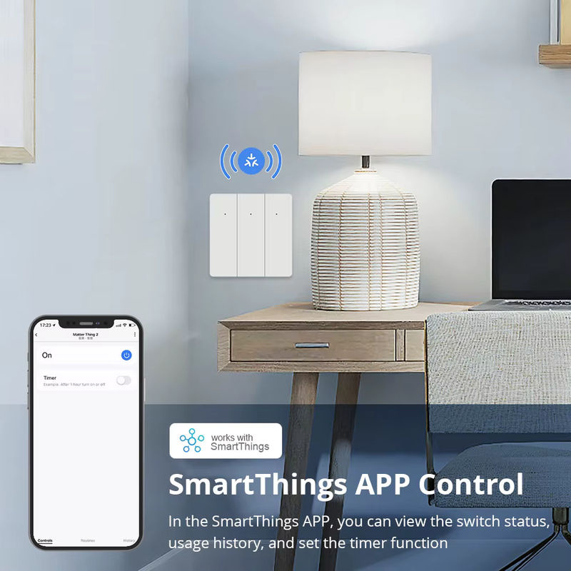 Zemismart Matter WiFi-Wandlichtschalter in Weiß mit neutralen Drucktastenschaltern, kompatibel mit SmartThings und Google Home Control - Bild 4