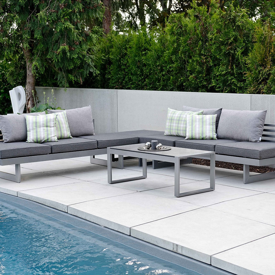 Stern New Holly Lounge Bank Liege aus Aluminium in Graphit mit schiefergrauer Auflage aus Polyacryl - Bild 2