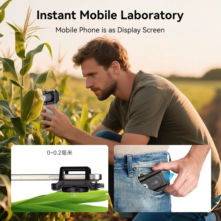 APEXEL Nano Zoom 300X Mikroskop-Objektiv-Set für Smartphones mit LED-Licht in Schwarz - Bild 2