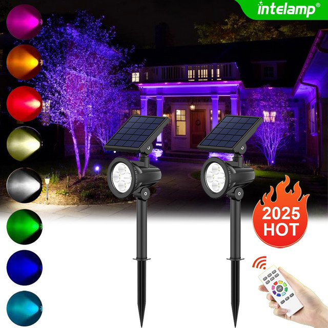 Intelamp Solar-LED-Outdoorstrahler in Schwarz für die Gartenbeleuchtung mit IP65 Wasserdichtigkeit - Bild 1