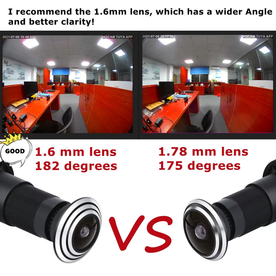 HQCAM Mini Wifi Türaugen Kamera mit 1080P Auflösung, Weitwinkel FishEye Objektiv 1,66mm und Audio, Schwarz - Bild 5